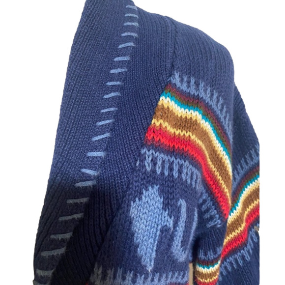 VTG CAPEZIO RAINBOW HORSE SWEATER STRIPED equestrian western rodeo CARDIGAN L - Picture 5 of 14